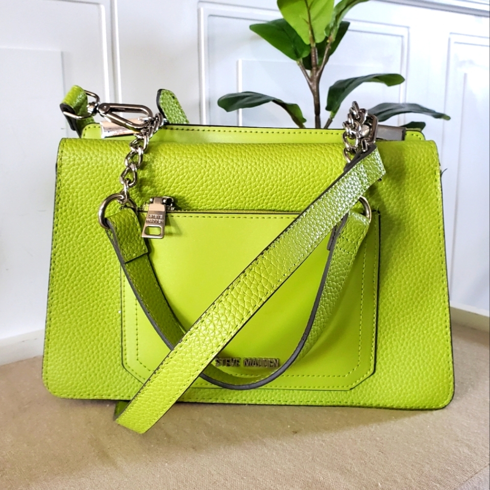 STEVE MADDEN Bloren neon green 2-way chain satchel crossbody From Smokers Home - Picture 2 of 13